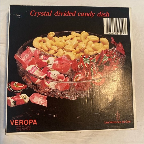 Vintage Daisy and Button Veropa French Crystal Divided Dish - Picture 2 of 7